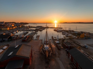 Holbaek-shipyard Dronefoto fra Holbæk skibsværft i den gamle havn