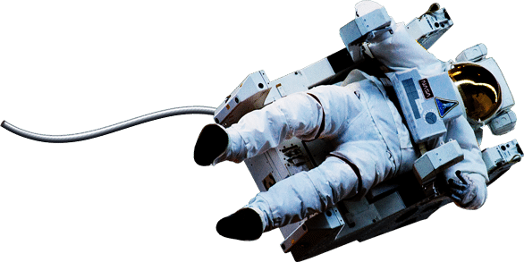 Astronaut svæver i rummet.